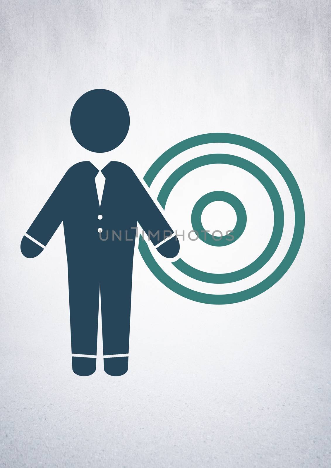 Digital composite of businessman and target icon