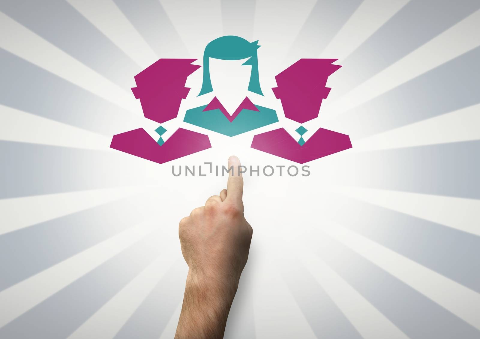 Hand pointing with business people icons by Wavebreakmedia