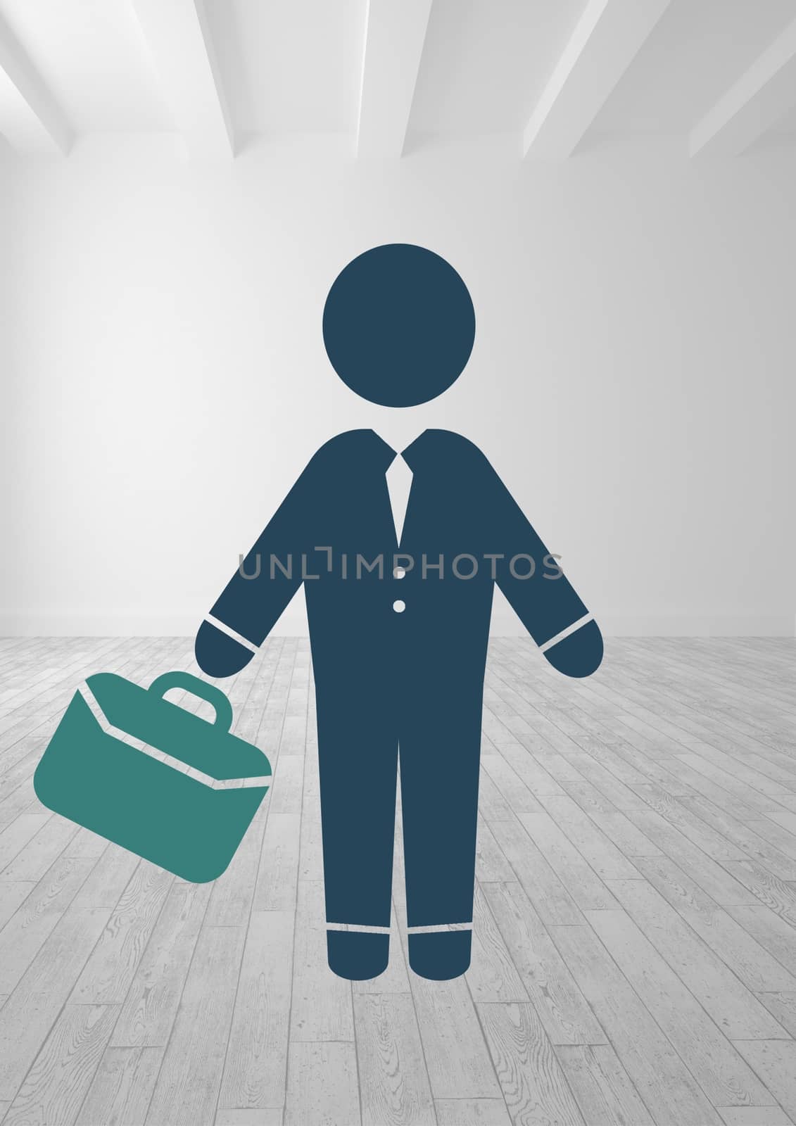 Digital composite of businessman holding briefcase icon