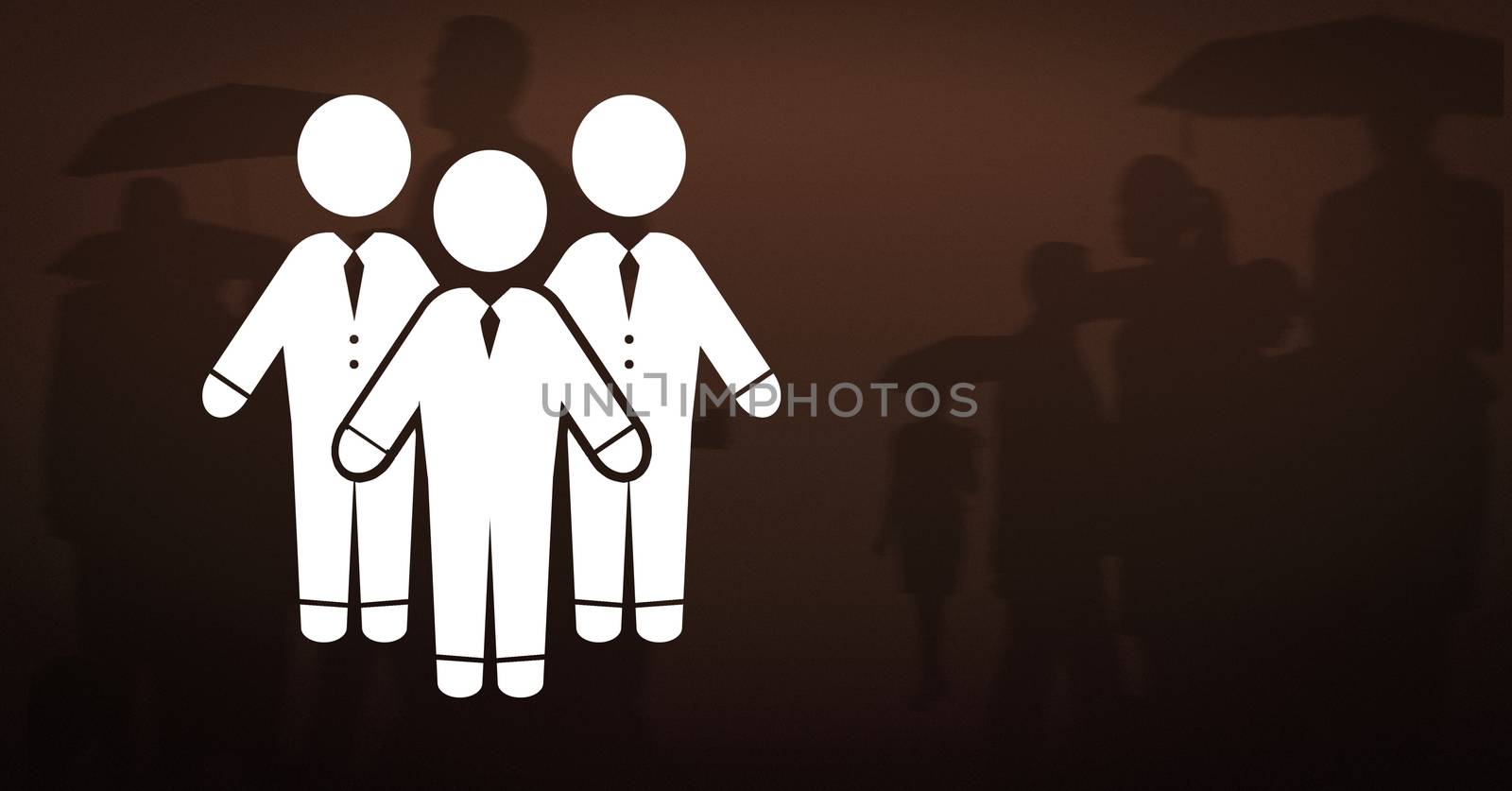 Digital composite of Business people group icon and people silhouettes
