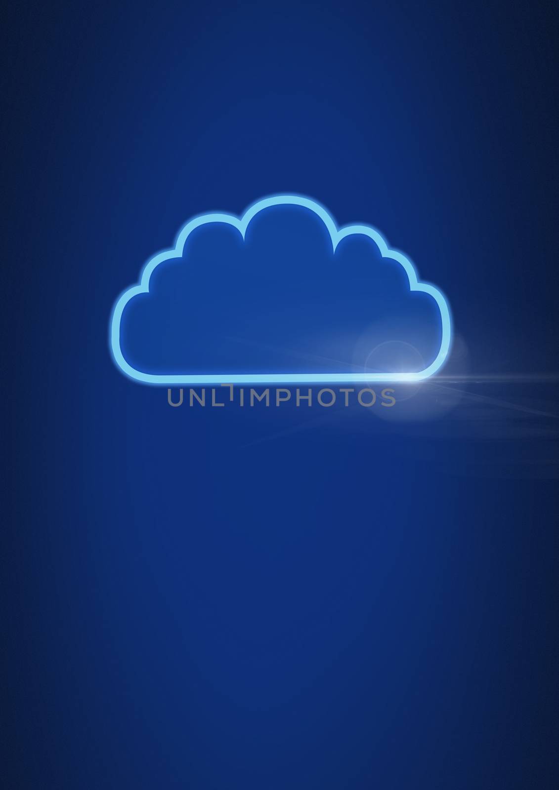 Digital composite of cloud icon with blue background