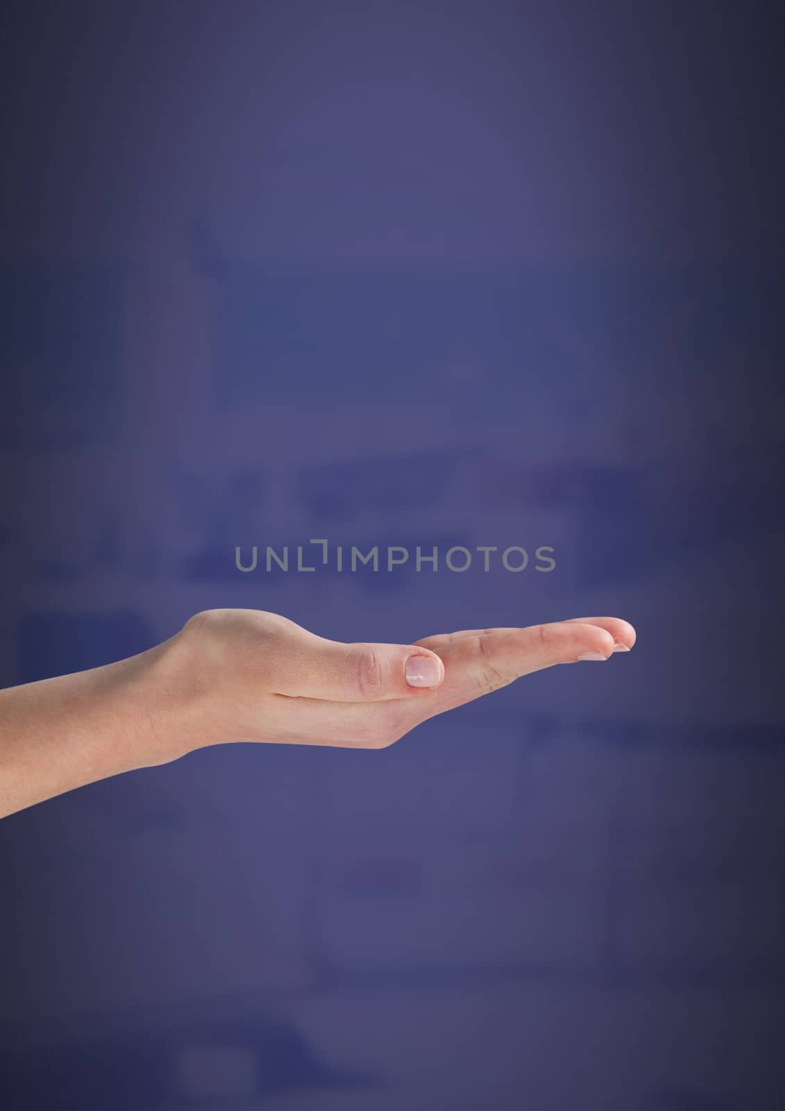 Digital composite of Hand open with blue background
