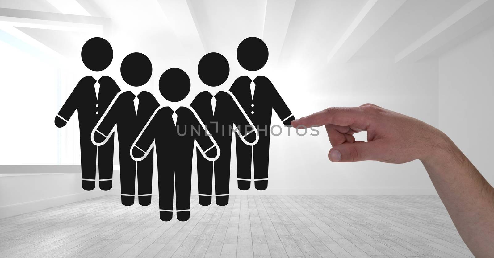 Hand pointing at business people group icon by Wavebreakmedia