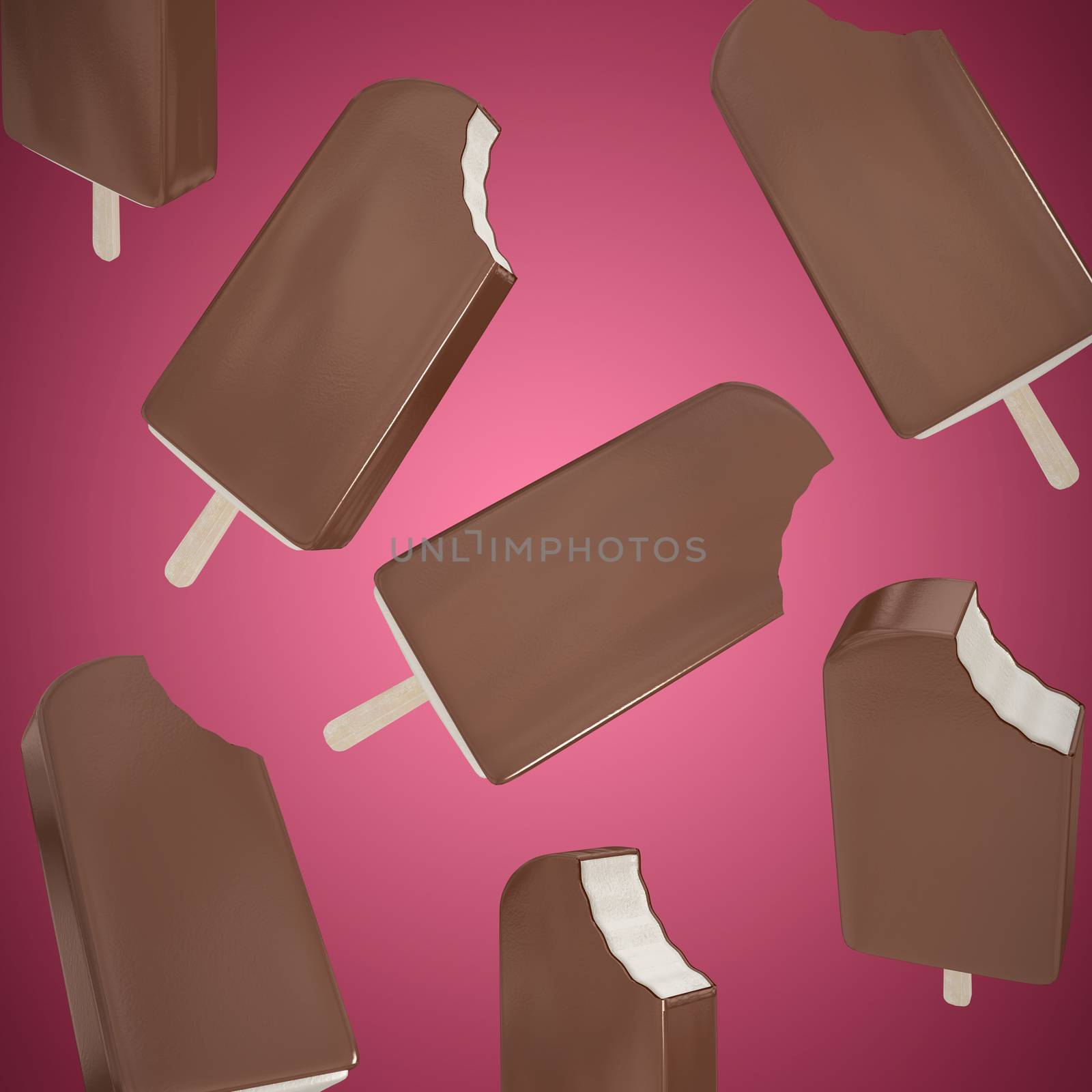 Chocolate ice-cream against abstract maroon background