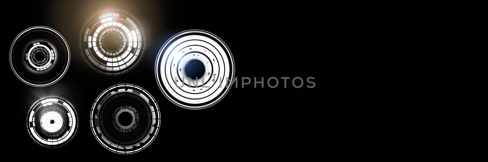 Digital composite of Glowing circle technology interface