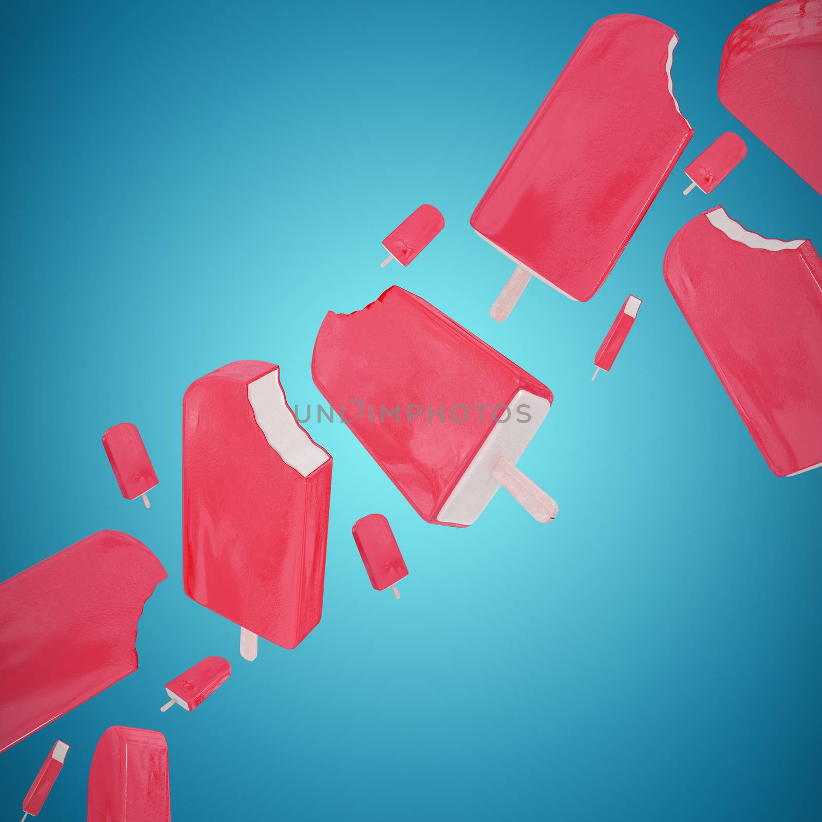 Pink ice-cream against abstract blue background