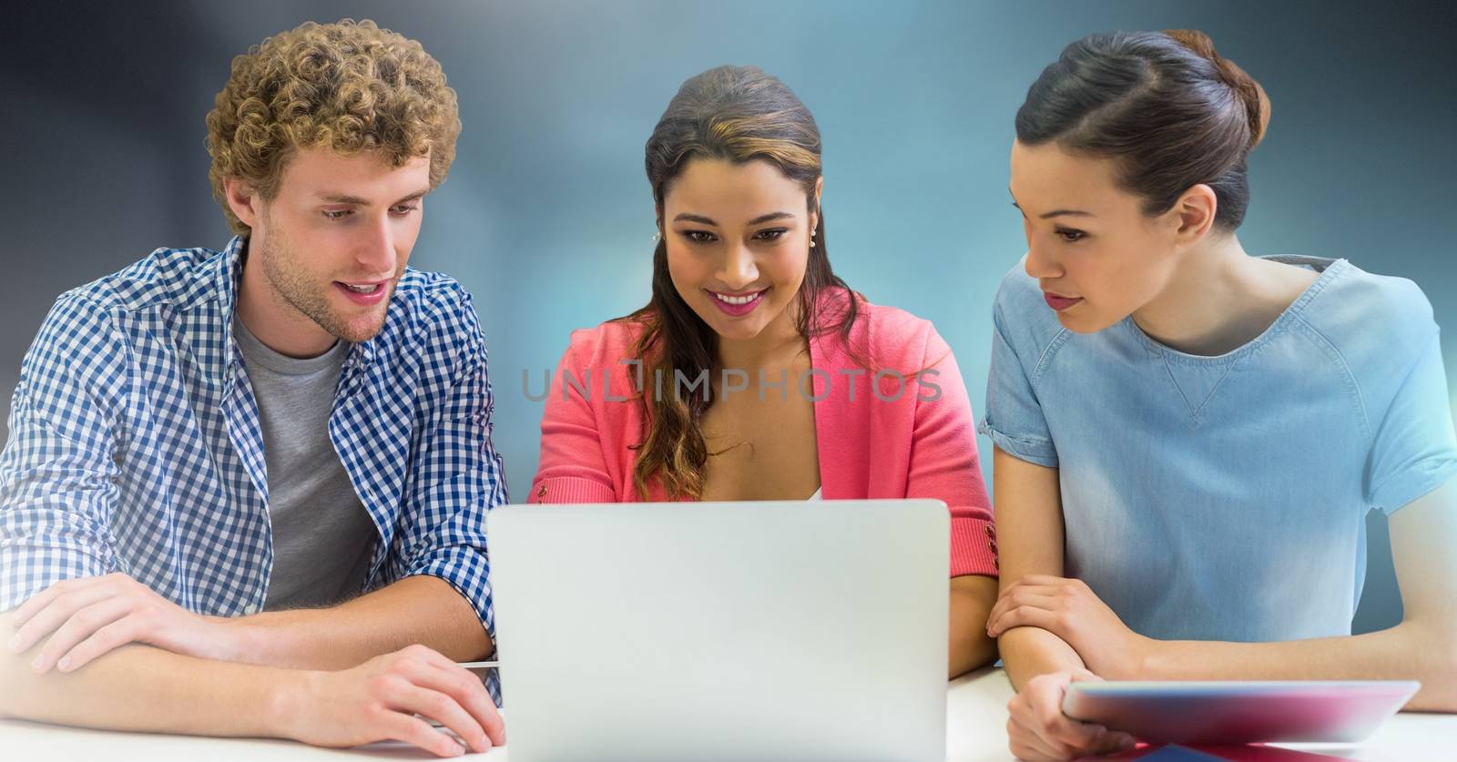 Digital composite of Group of people working on laptop