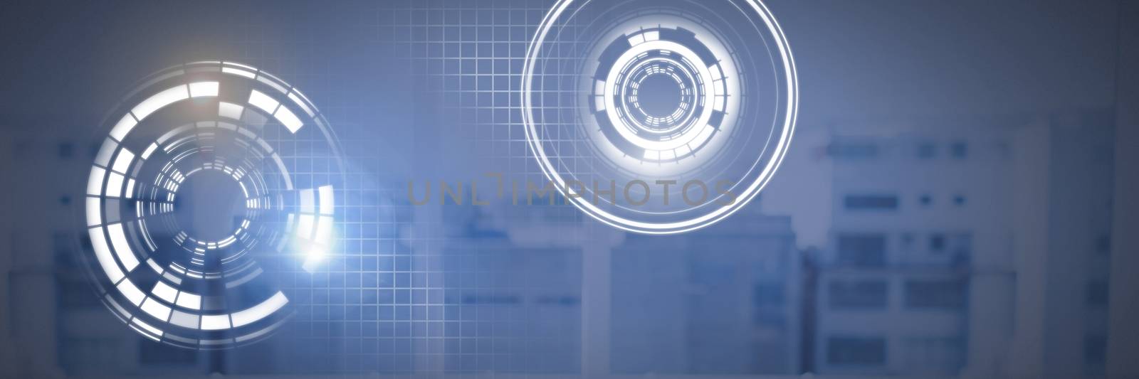 Digital composite of Glowing circle technology interface