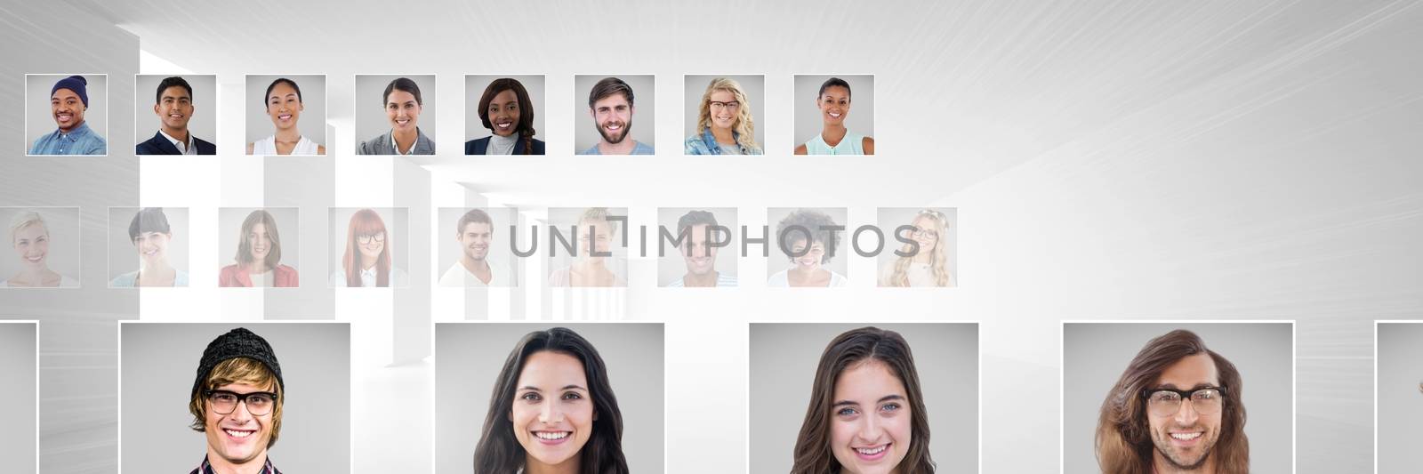 Digital composite of portrait profiles of different people