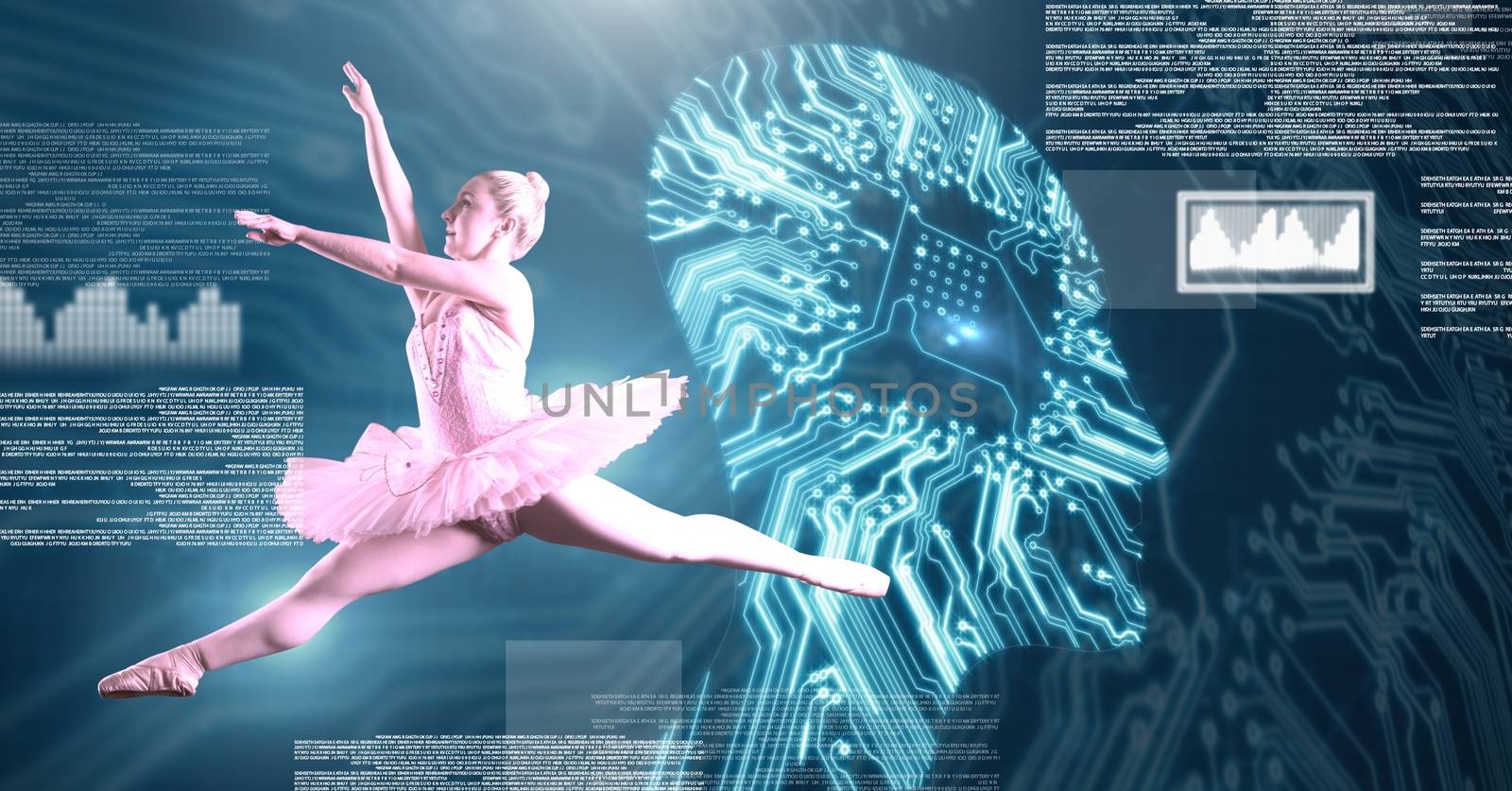 Ballet dancer dancing with digital human technology interface by Wavebreakmedia