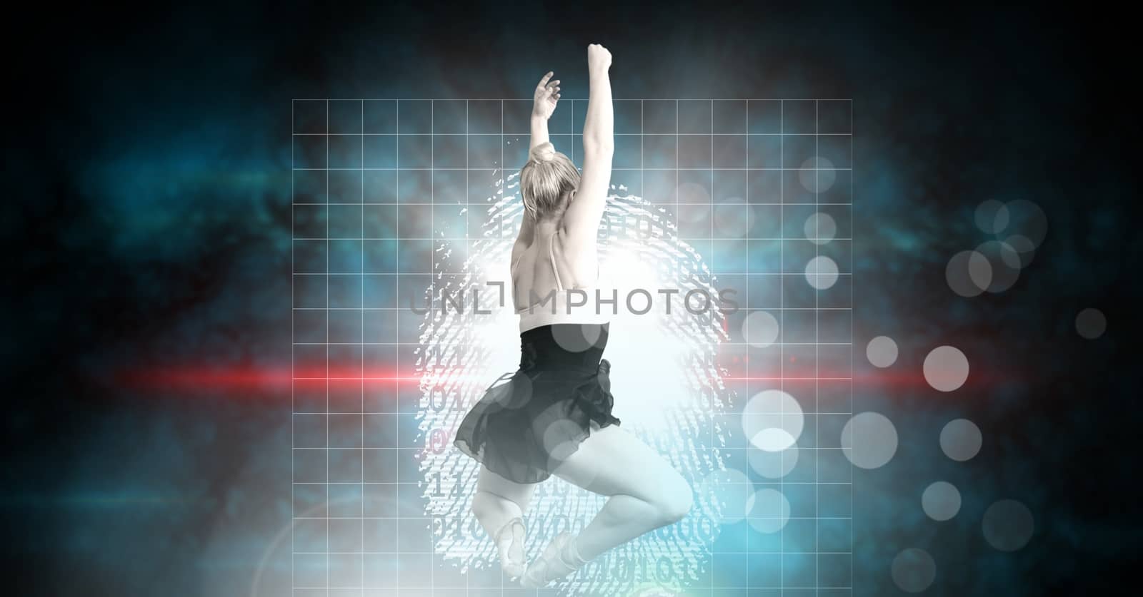 Dancer dancing with digital technology sparkling glowing interface by Wavebreakmedia