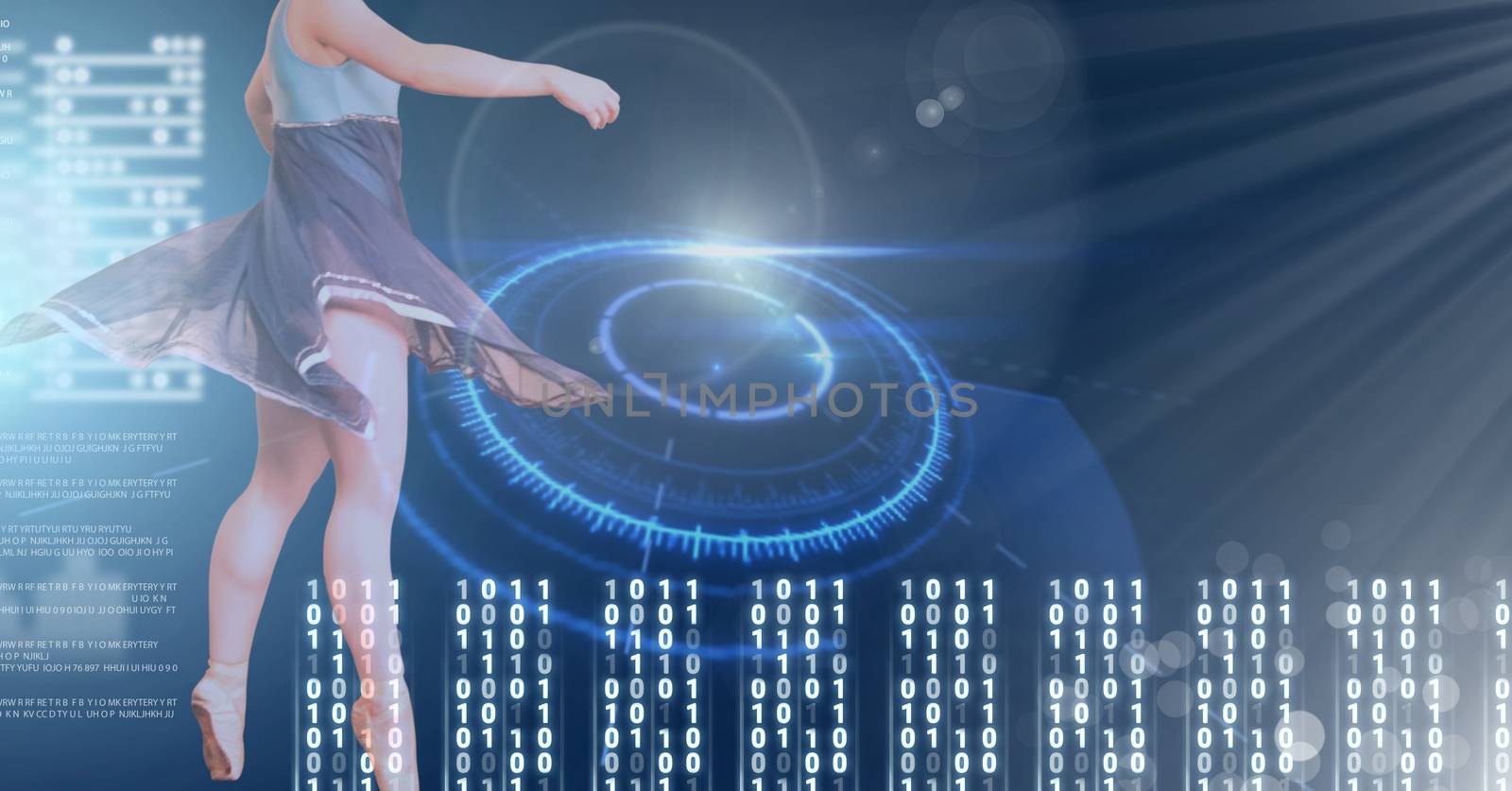 Dancer dancing with digital technology interface by Wavebreakmedia