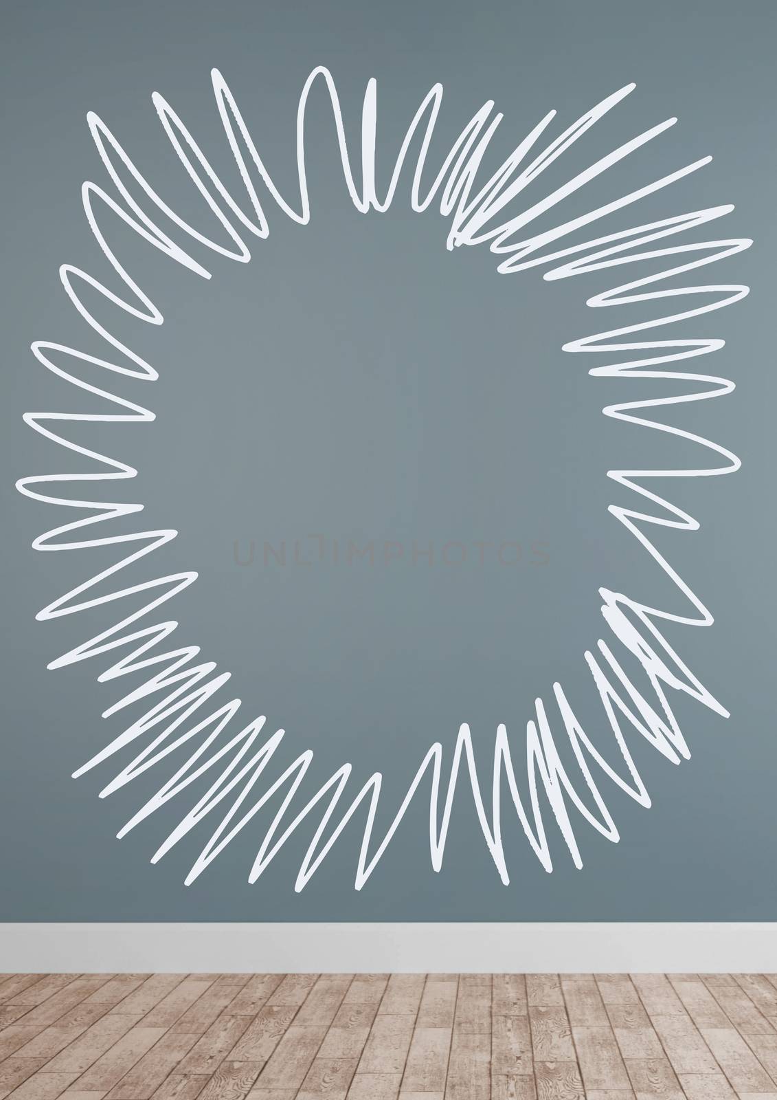 Digital composite of circle doodle in room