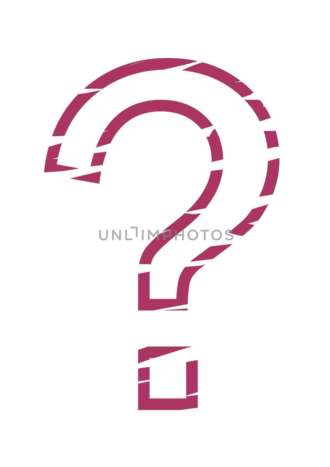 Digital composite of stencil question mark
