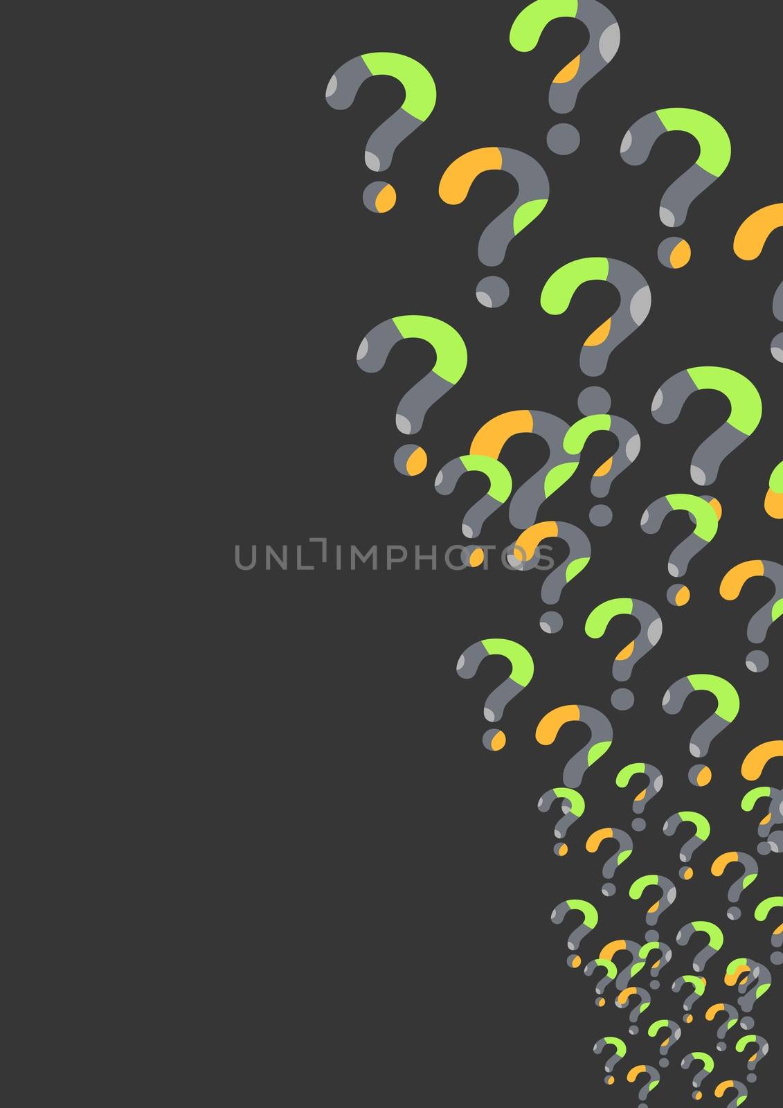 Digital composite of minimal design question marks
