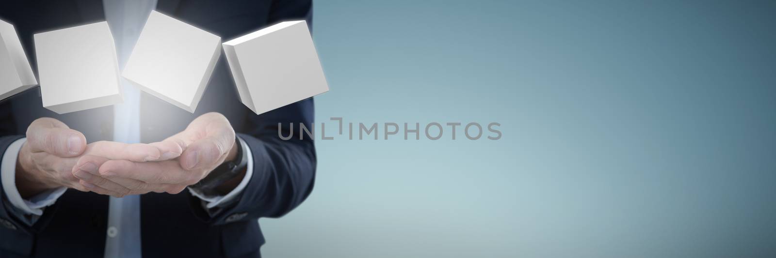 Composite image of businessman presenting object by Wavebreakmedia