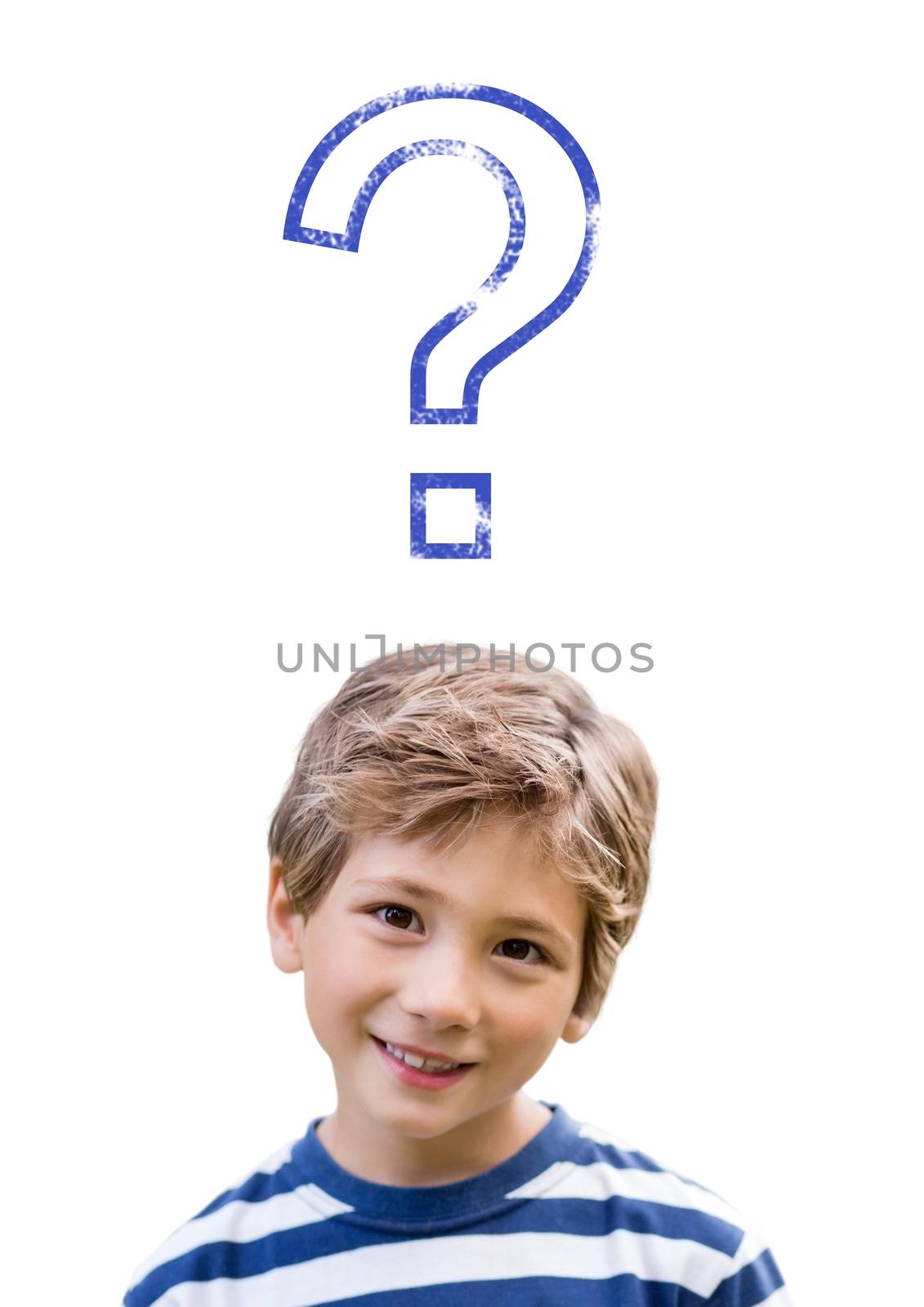 Digital composite of Kid Boy with stencil question mark