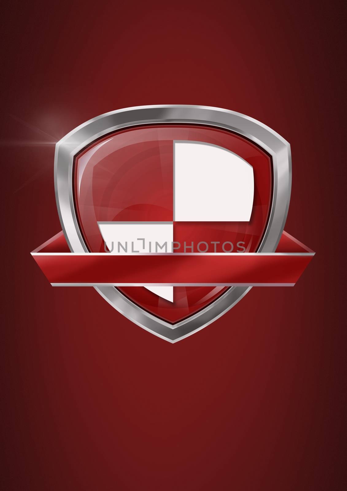 Digital composite of Antivirus security protection shield on red background