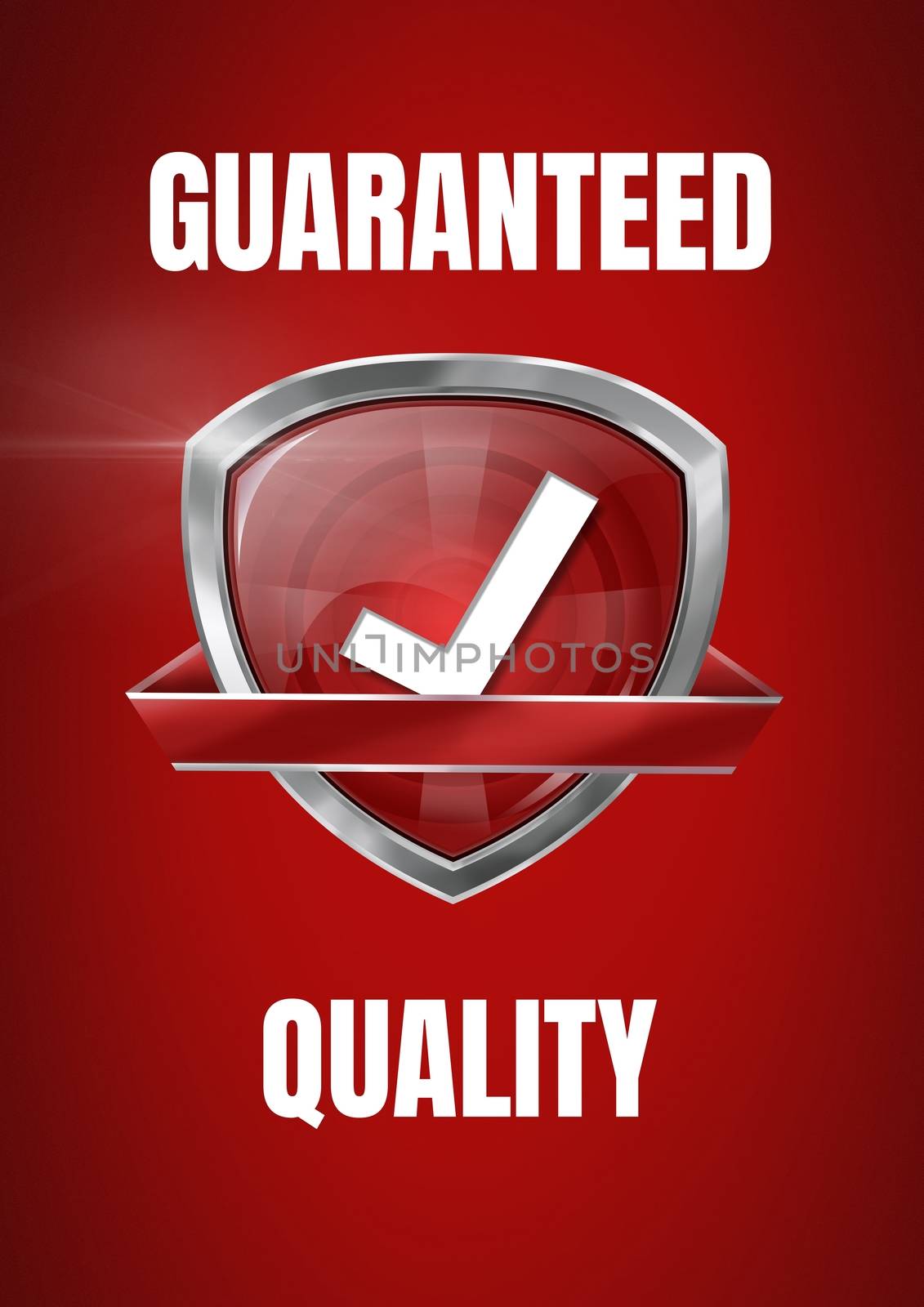 Digital composite of Guaranteed quality icon with correct tick