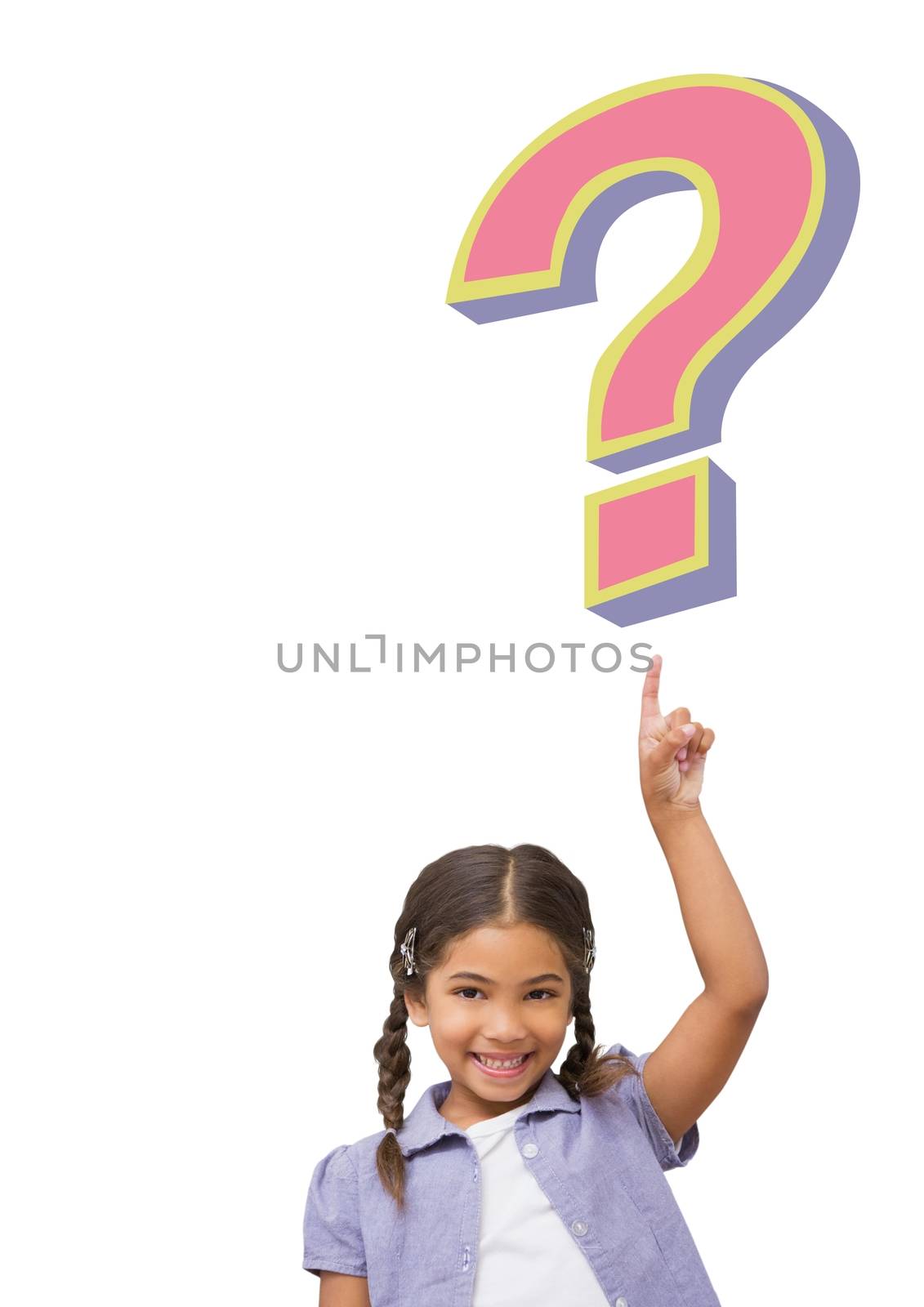 Digital composite of Kid Girl with funky question mark