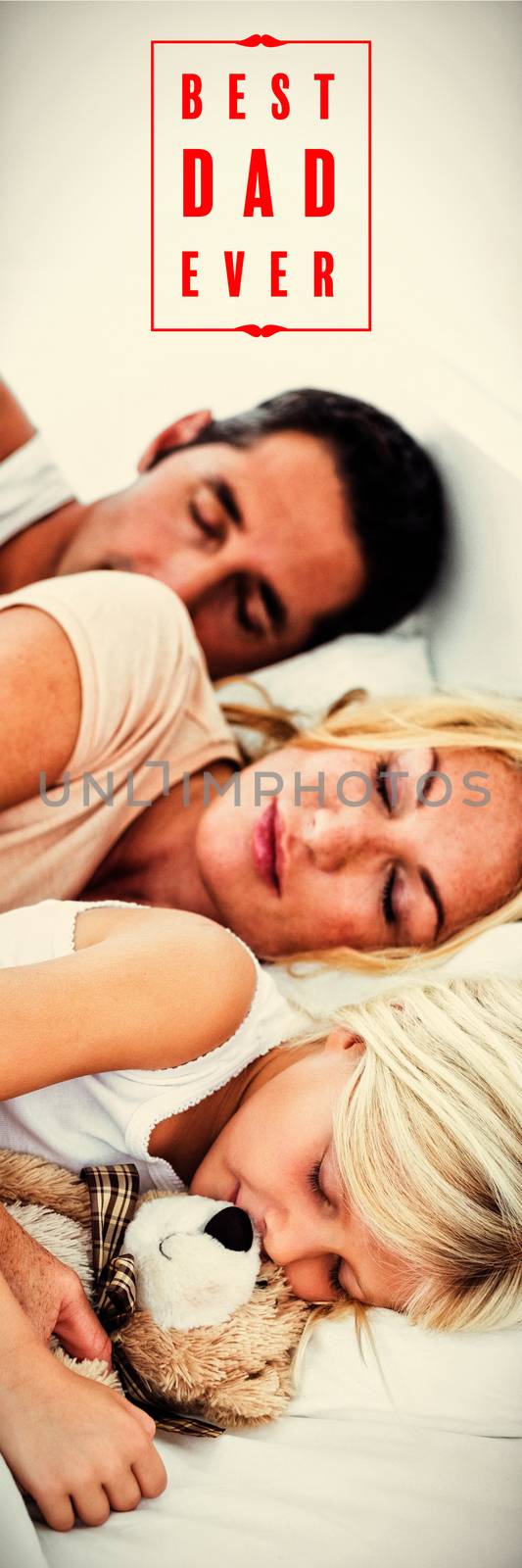 Composite image of calm family sleeping together by Wavebreakmedia
