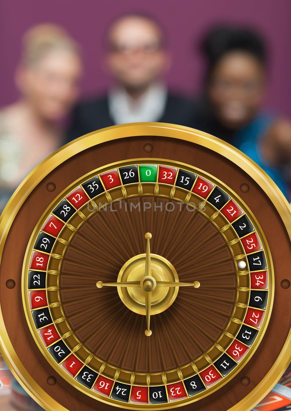 ROulette wheel and people in background by Wavebreakmedia