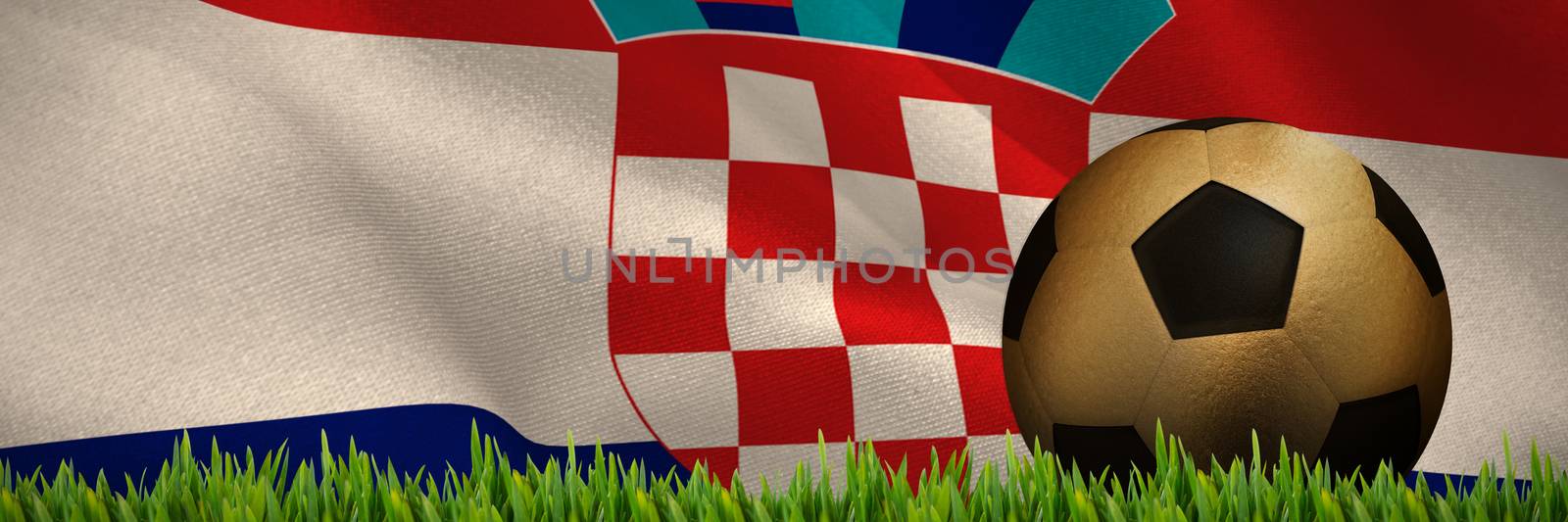 Grass growing outdoors against digitally generated croatian national flag