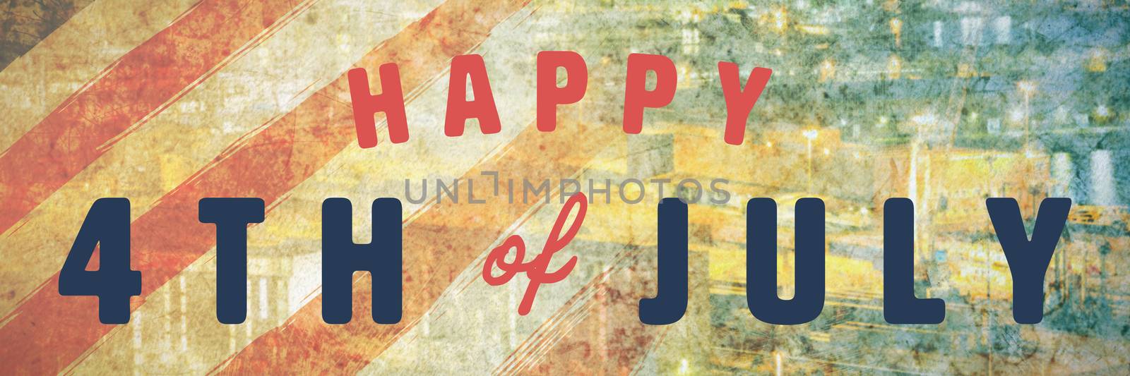 Composite image of digitally generated image of happy 4th of july text by Wavebreakmedia