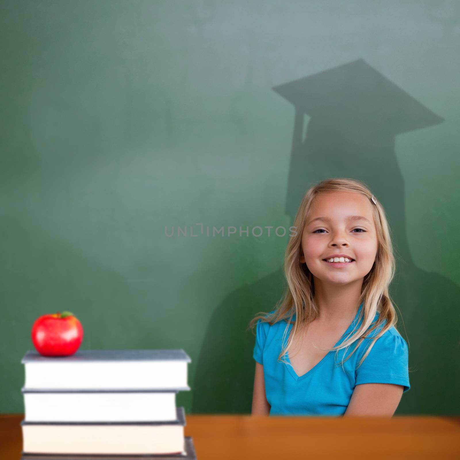 Composite image of cute pupil with graduate shadow by Wavebreakmedia
