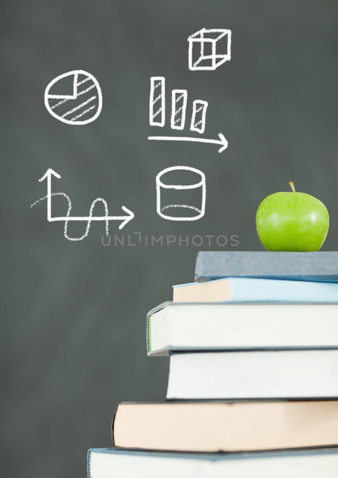 Diagram Education drawing on blackboard with apple for school by Wavebreakmedia