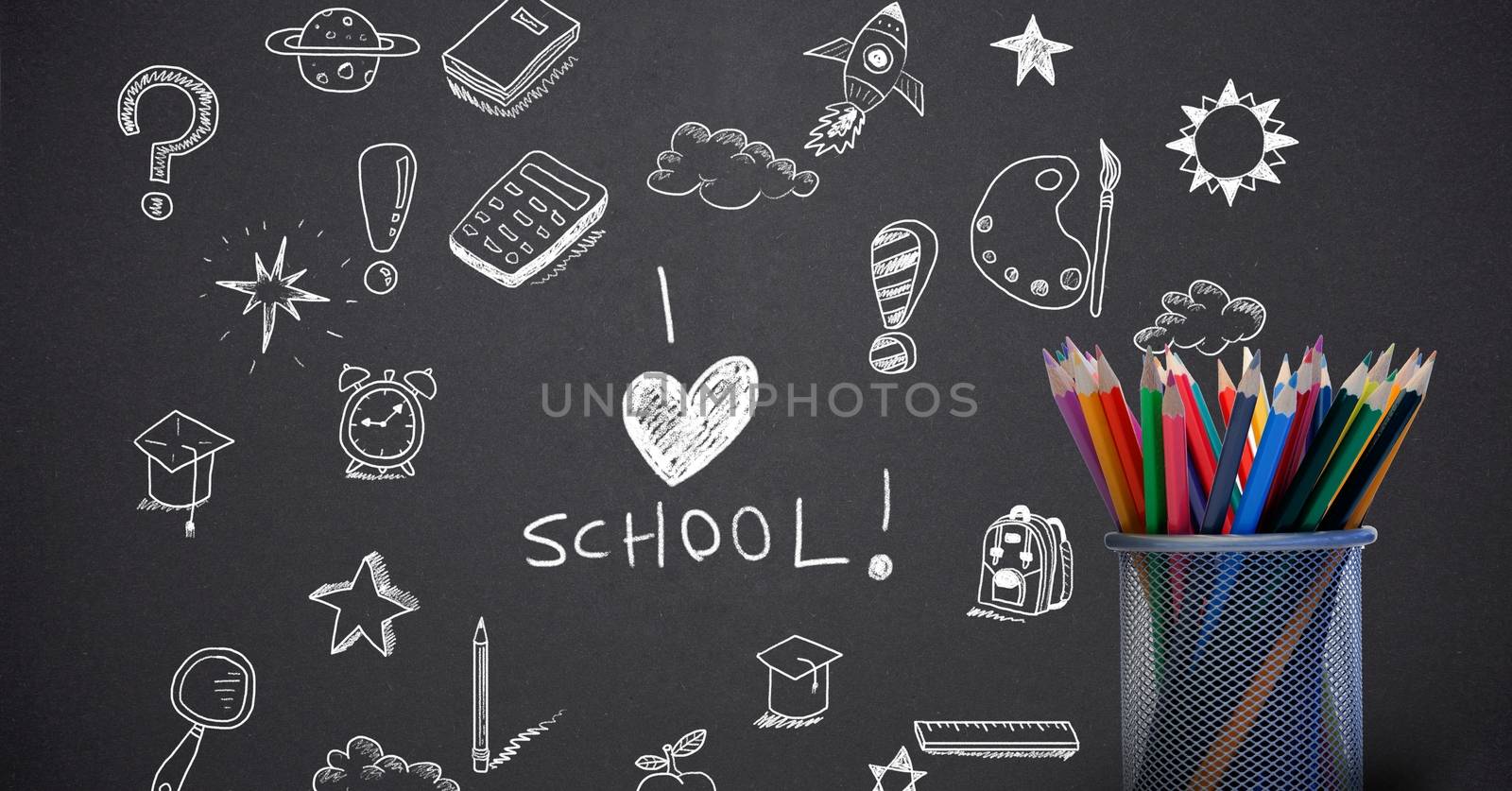 I love school Education drawing on blackboard by Wavebreakmedia
