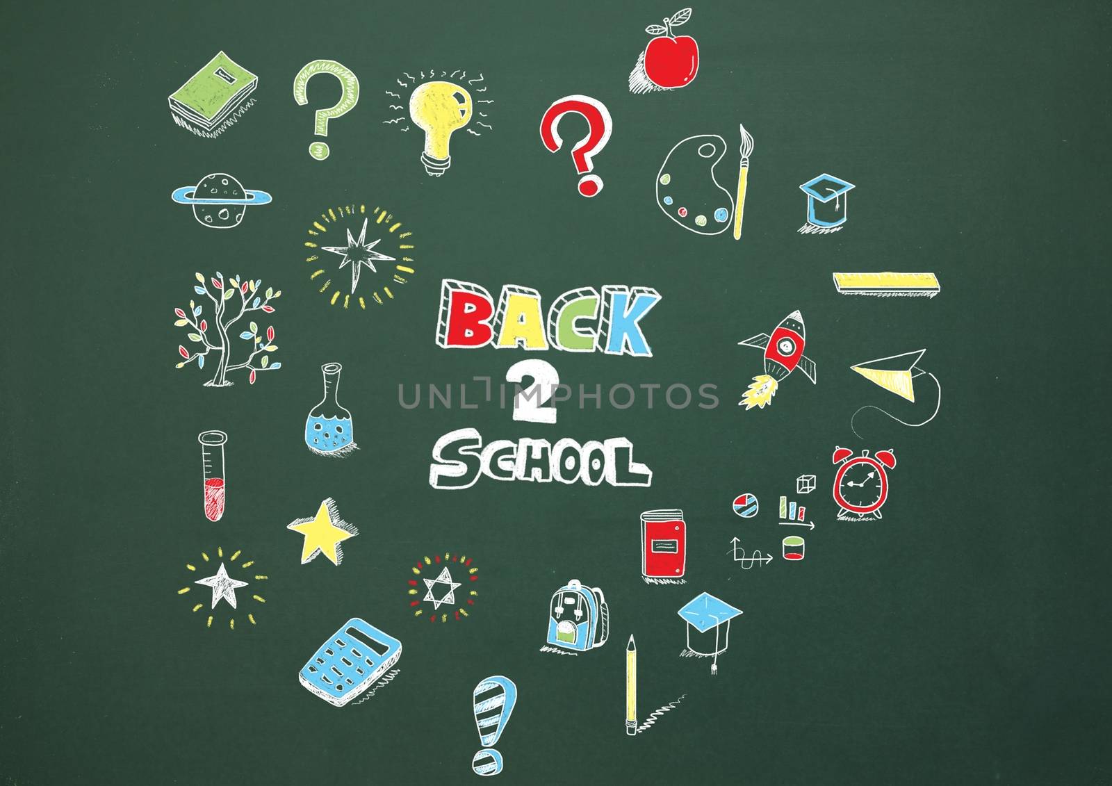 Digital composite of Back to school Education drawing on blackboard