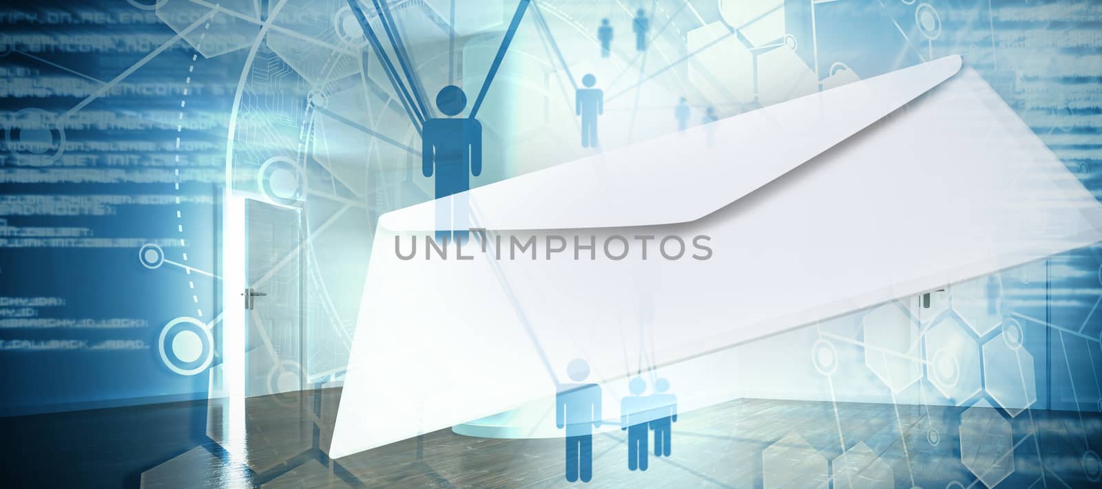 Composite image of graphic of envelope on white background by Wavebreakmedia