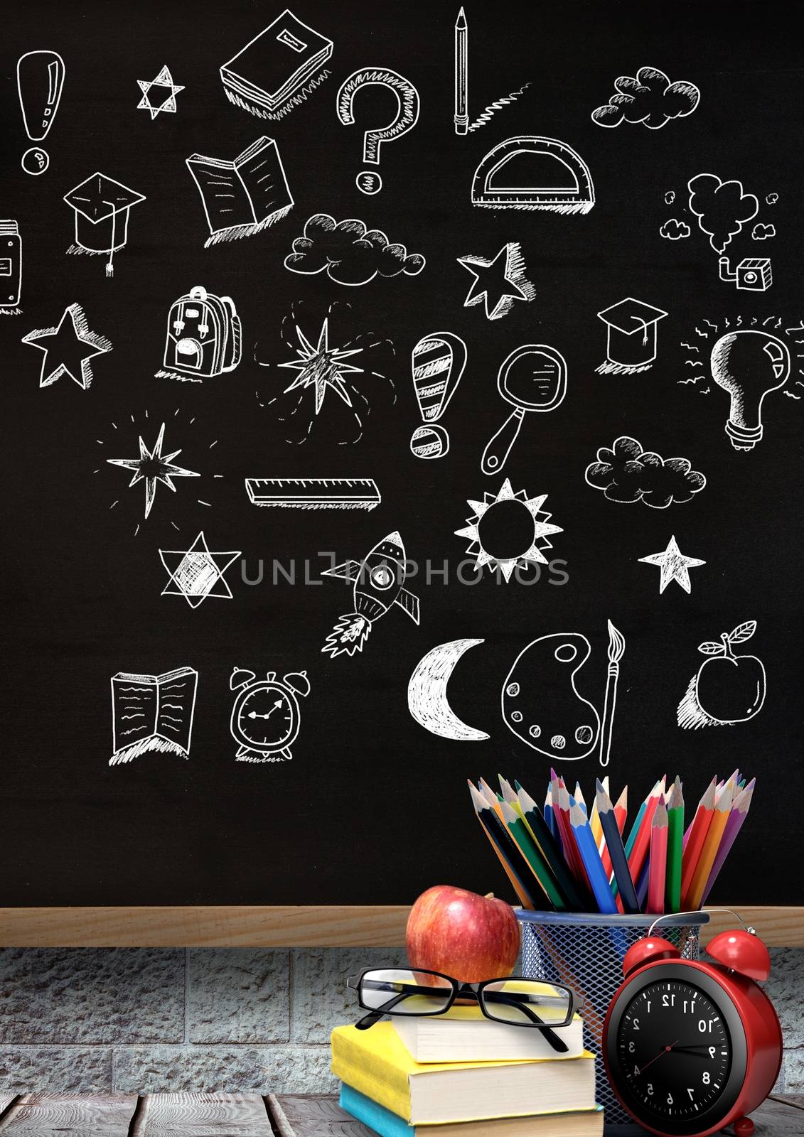 Education drawing on blackboard for school by Wavebreakmedia