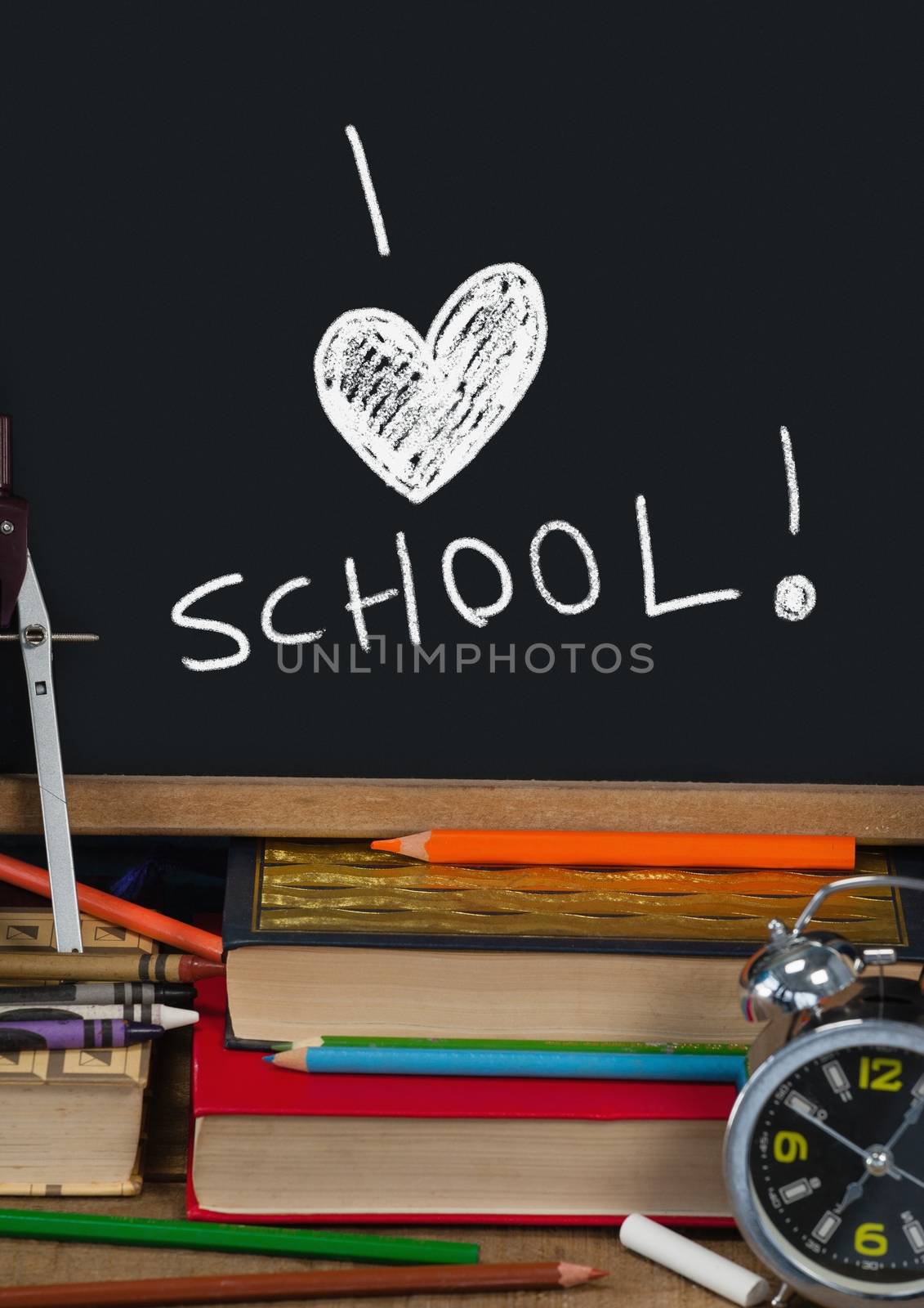 Digital composite of I love school Education writing on blackboard