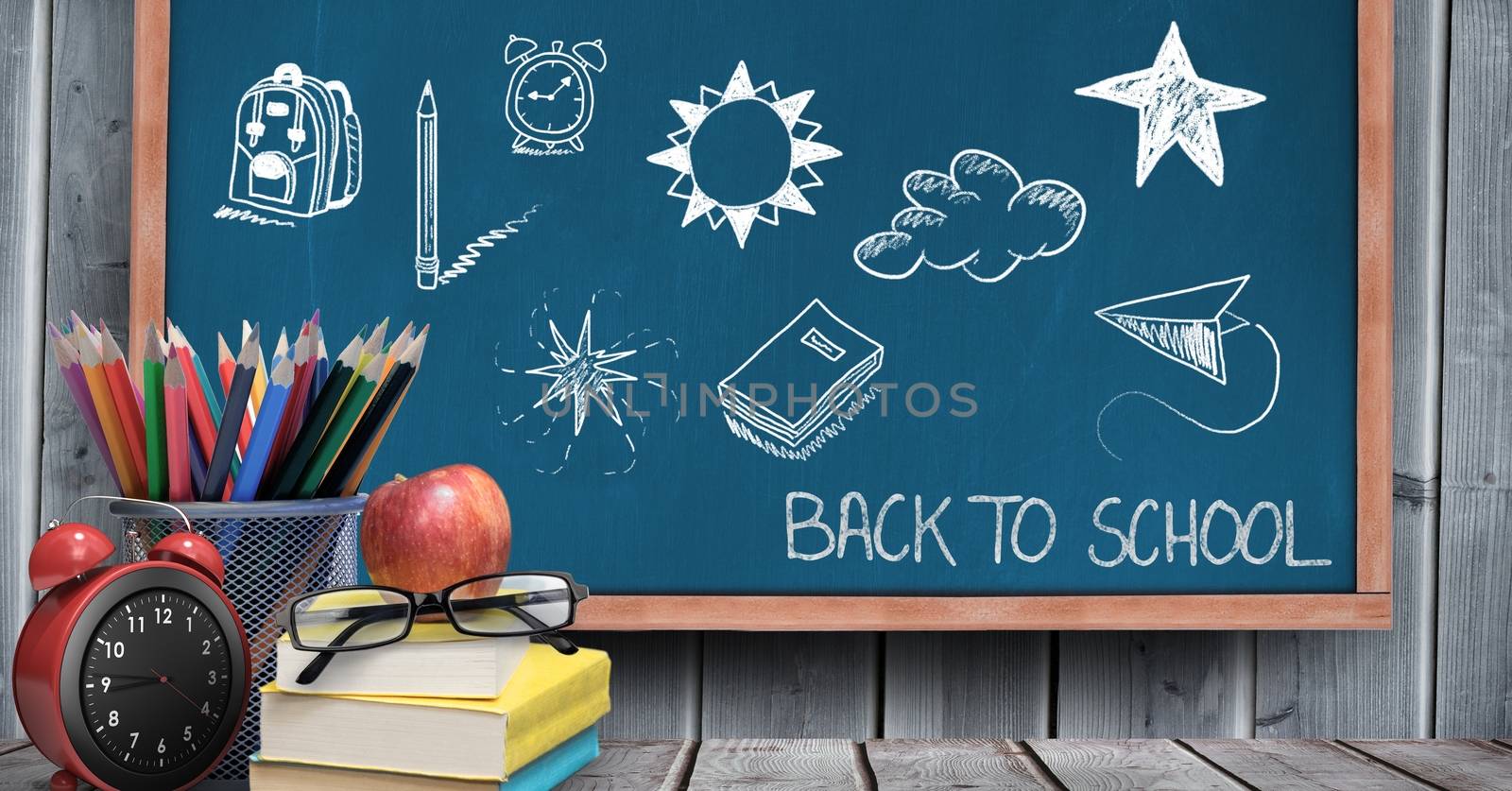 Back to school Education drawing on blackboard by Wavebreakmedia