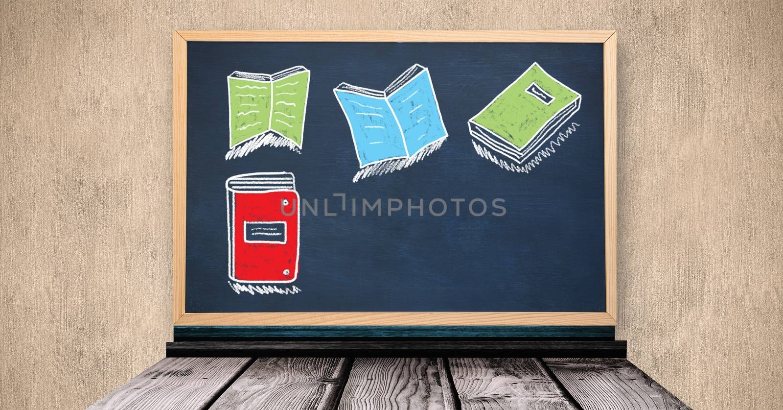 Books folders and notes on education blackboard by Wavebreakmedia