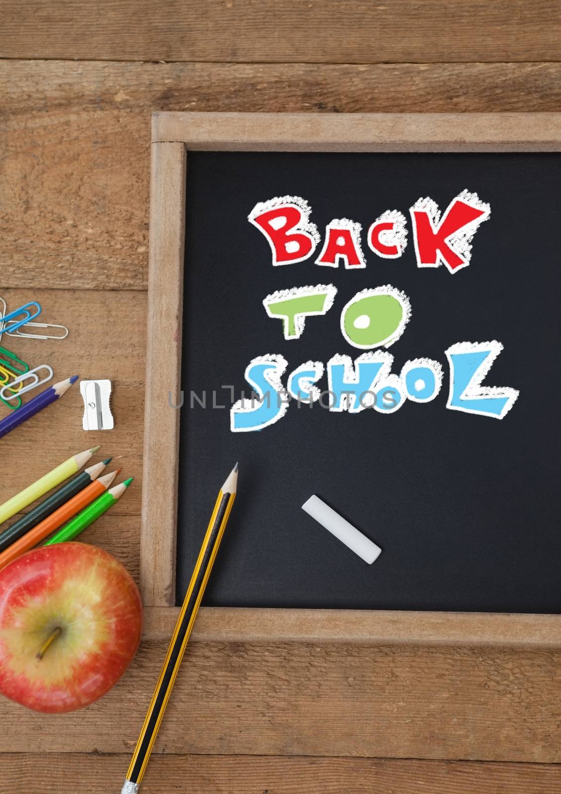 Digital composite of Back to school education writing on blackboard for school