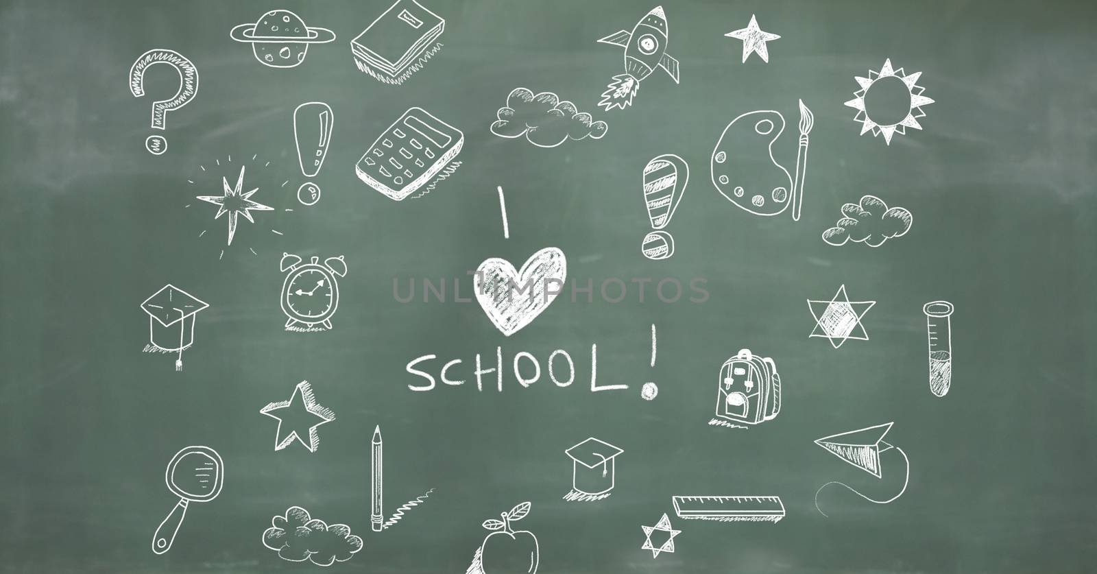 I love school Education drawing on blackboard by Wavebreakmedia