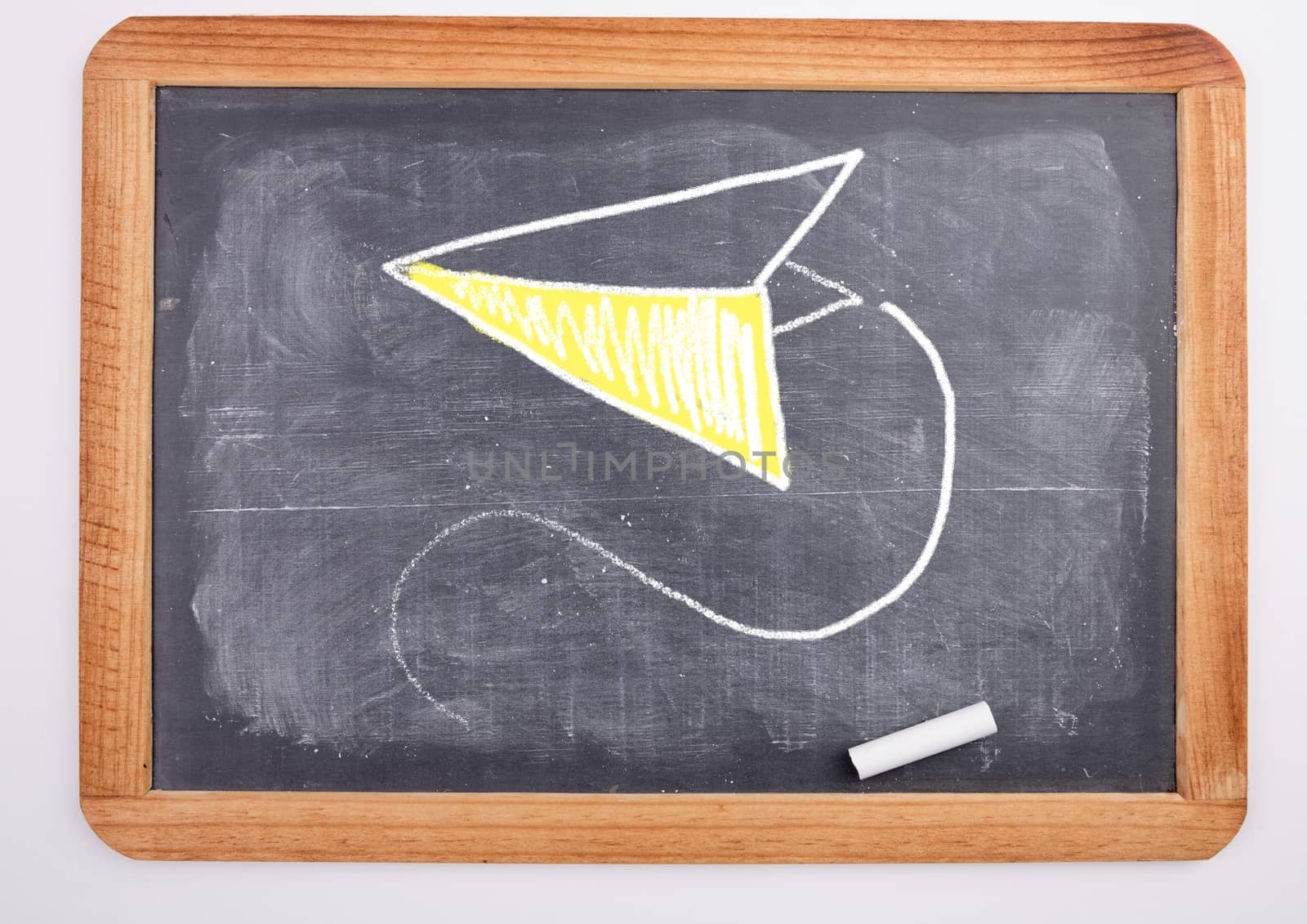 Digital composite of Paper airplane education drawings on blackboard for school