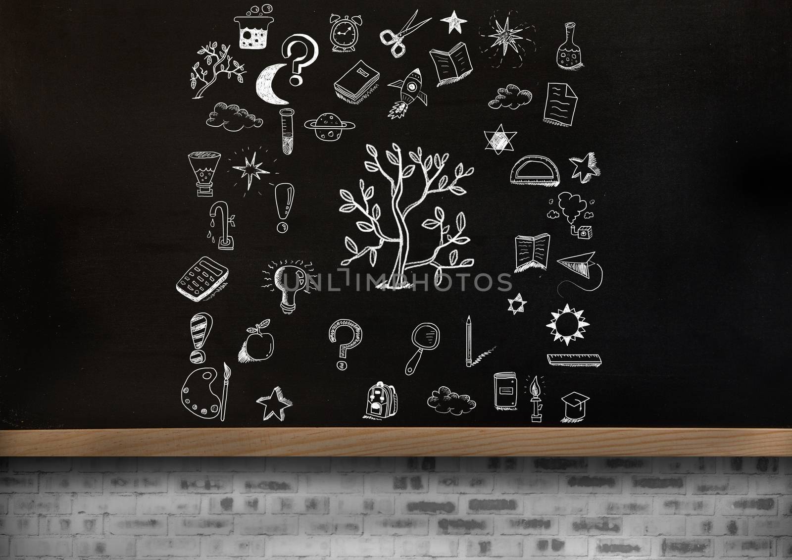 Digital composite of Education drawing on blackboard for school
