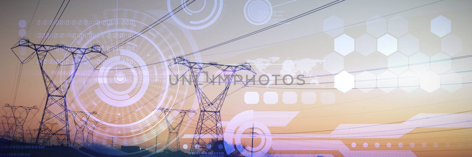 Composite image of the evening electricity pylon silhouette by Wavebreakmedia