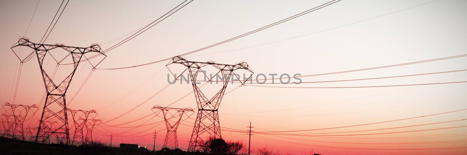 The evening electricity pylon silhouette