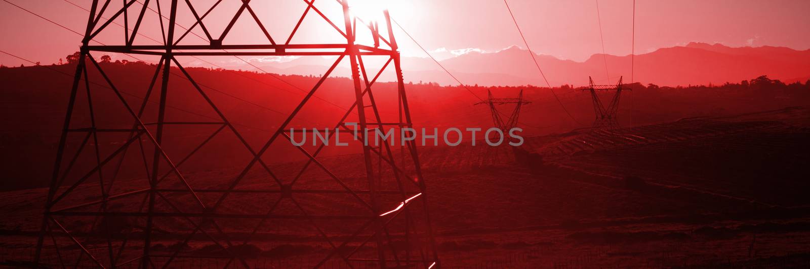 The evening electricity pylon silhouette