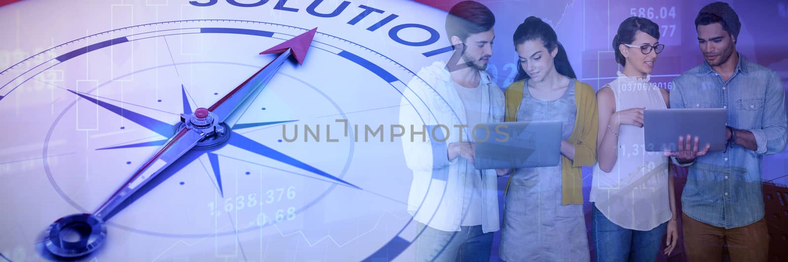 Composite image of business people discussing over laptop by Wavebreakmedia