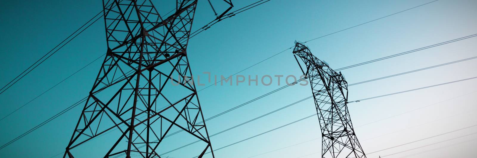 The evening electricity pylon silhouette