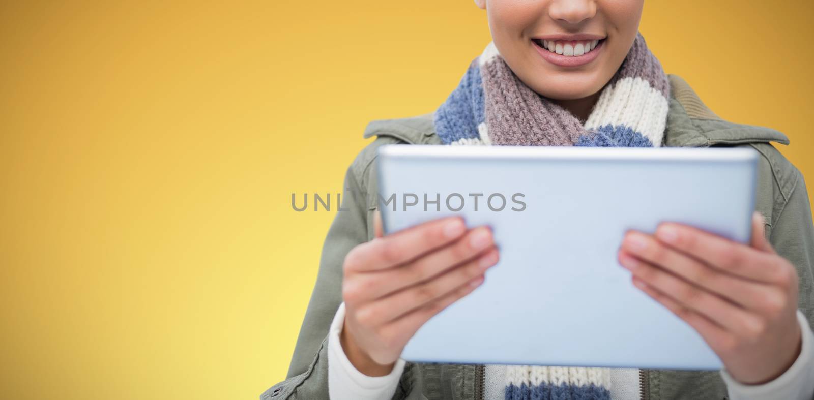 Composite image of composite image of  women holding tablet by Wavebreakmedia