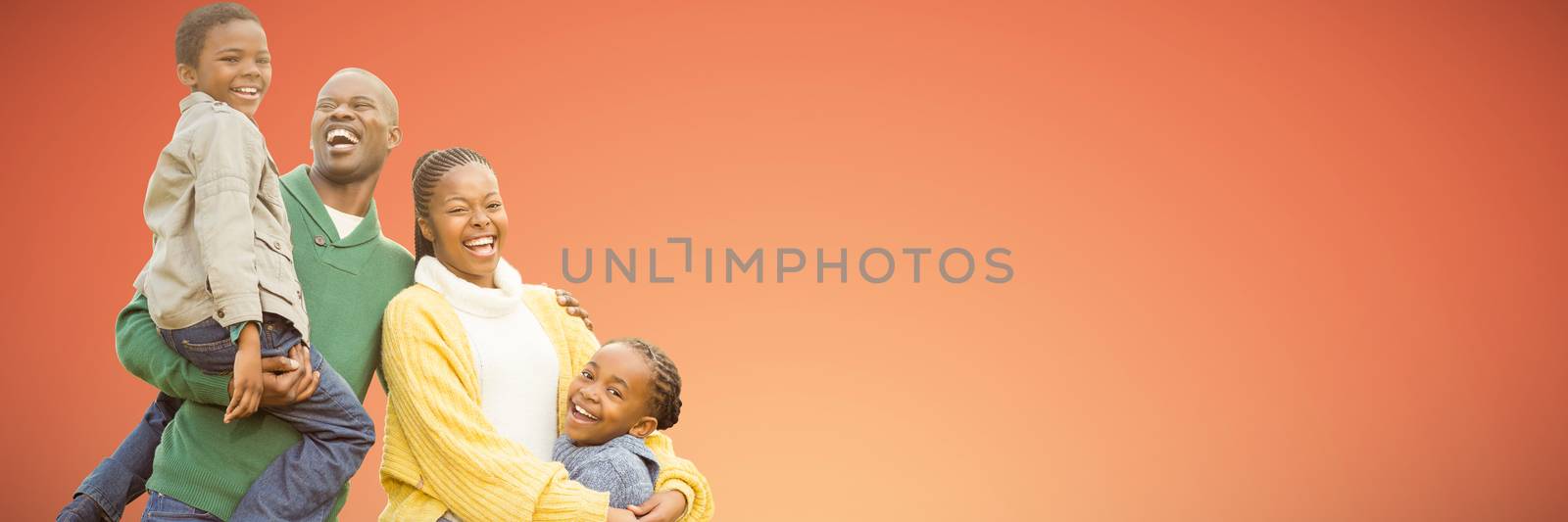 Composite image of portrait of a smiling young family laughing by Wavebreakmedia