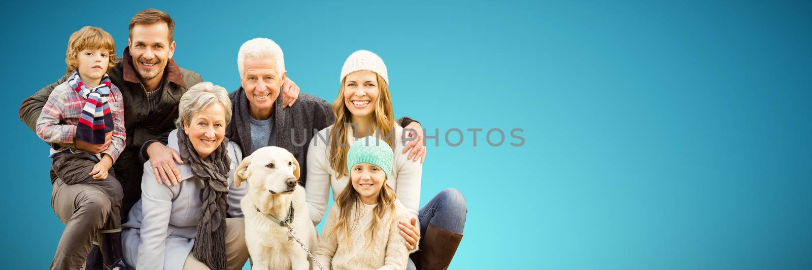 Composite image of portrait of family with dog in park by Wavebreakmedia