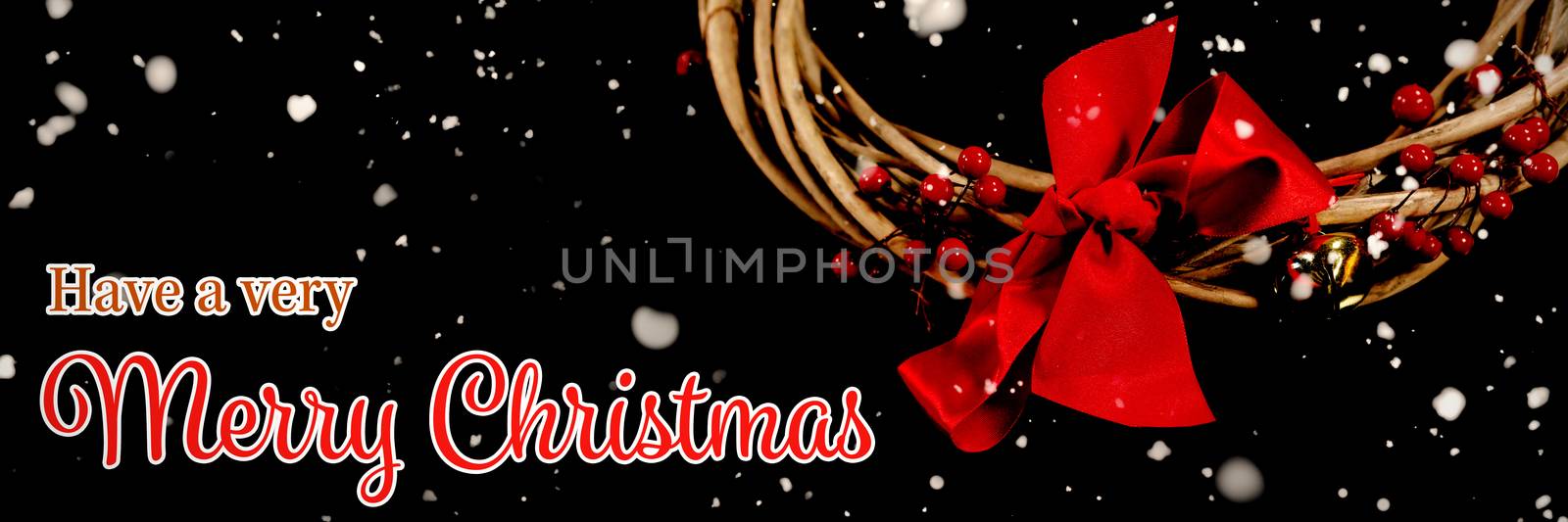 Christmas card against christmas branches crown